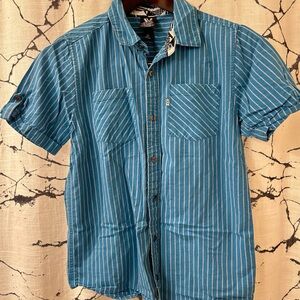 Shaun White Casual Striped Short Sleeve Polo Shirt Blue/white Size Youth Large